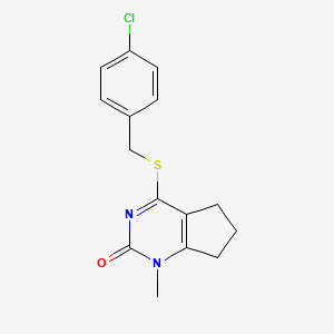 molecular formula C15H15ClN2OS B11327854 4-[(4-chlorobenzyl)sulfanyl]-1-methyl-1,5,6,7-tetrahydro-2H-cyclopenta[d]pyrimidin-2-one 