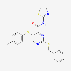 2-(benzylsulfanyl)-5-[(4-methylphenyl)sulfanyl]-N-(1,3-thiazol-2-yl)pyrimidine-4-carboxamide