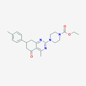 molecular formula C23H28N4O3 B11327891 Ethyl 4-[4-methyl-7-(4-methylphenyl)-5-oxo-5,6,7,8-tetrahydroquinazolin-2-yl]piperazine-1-carboxylate 