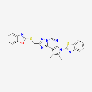 molecular formula C24H17N7OS2 B11327914 7-(1,3-benzothiazol-2-yl)-2-[(1,3-benzoxazol-2-ylsulfanyl)methyl]-8,9-dimethyl-7H-pyrrolo[3,2-e][1,2,4]triazolo[1,5-c]pyrimidine 