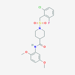 molecular formula C21H24ClFN2O5S B11327934 1-[(2-chloro-6-fluorobenzyl)sulfonyl]-N-(2,5-dimethoxyphenyl)piperidine-4-carboxamide 