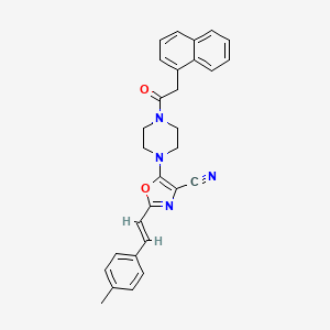 2-[(E)-2-(4-methylphenyl)ethenyl]-5-[4-(naphthalen-1-ylacetyl)piperazin-1-yl]-1,3-oxazole-4-carbonitrile