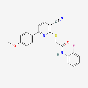 2-{[3-cyano-6-(4-methoxyphenyl)pyridin-2-yl]sulfanyl}-N-(2-fluorophenyl)acetamide