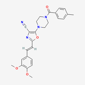 2-[(E)-2-(3,4-dimethoxyphenyl)ethenyl]-5-{4-[(4-methylphenyl)carbonyl]piperazin-1-yl}-1,3-oxazole-4-carbonitrile