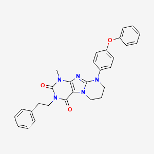 molecular formula C29H27N5O3 B11328046 1-methyl-9-(4-phenoxyphenyl)-3-(2-phenylethyl)-6,7,8,9-tetrahydropyrimido[2,1-f]purine-2,4(1H,3H)-dione 