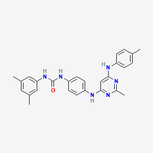 molecular formula C27H28N6O B11328085 1-(3,5-Dimethylphenyl)-3-(4-((2-methyl-6-(p-tolylamino)pyrimidin-4-yl)amino)phenyl)urea 