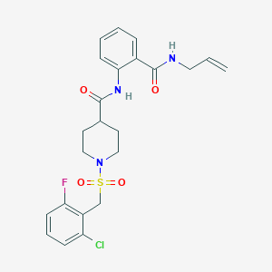 1-[(2-chloro-6-fluorobenzyl)sulfonyl]-N-[2-(prop-2-en-1-ylcarbamoyl)phenyl]piperidine-4-carboxamide