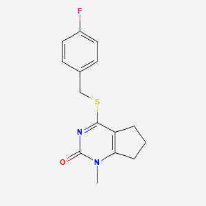 4-[(4-fluorobenzyl)sulfanyl]-1-methyl-1,5,6,7-tetrahydro-2H-cyclopenta[d]pyrimidin-2-one