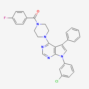 {4-[7-(3-chlorophenyl)-5-phenyl-7H-pyrrolo[2,3-d]pyrimidin-4-yl]piperazin-1-yl}(4-fluorophenyl)methanone