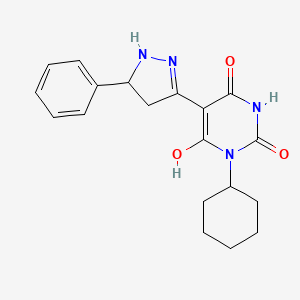 (5Z)-3-cyclohexyl-6-hydroxy-5-(5-phenylpyrazolidin-3-ylidene)pyrimidine-2,4(3H,5H)-dione