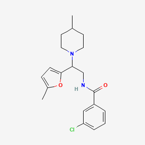 3-chloro-N-[2-(5-methylfuran-2-yl)-2-(4-methylpiperidin-1-yl)ethyl]benzamide