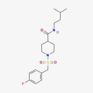 molecular formula C18H27FN2O3S B11328212 1-[(4-fluorobenzyl)sulfonyl]-N-(3-methylbutyl)piperidine-4-carboxamide 