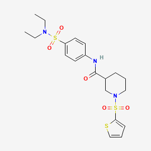 molecular formula C20H27N3O5S3 B11328250 N-[4-(diethylsulfamoyl)phenyl]-1-(thiophen-2-ylsulfonyl)piperidine-3-carboxamide 