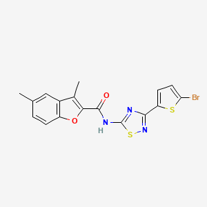 N-[3-(5-bromothiophen-2-yl)-1,2,4-thiadiazol-5-yl]-3,5-dimethyl-1-benzofuran-2-carboxamide