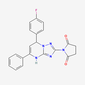 molecular formula C21H16FN5O2 B11328356 1-[7-(4-Fluorophenyl)-5-phenyl-3,7-dihydro[1,2,4]triazolo[1,5-a]pyrimidin-2-yl]pyrrolidine-2,5-dione 