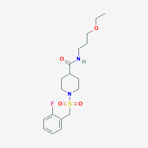 molecular formula C18H27FN2O4S B11328411 N-(3-ethoxypropyl)-1-[(2-fluorobenzyl)sulfonyl]piperidine-4-carboxamide 