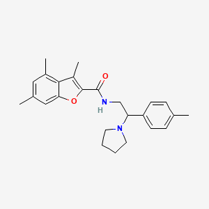 molecular formula C25H30N2O2 B11328437 3,4,6-trimethyl-N-[2-(4-methylphenyl)-2-(pyrrolidin-1-yl)ethyl]-1-benzofuran-2-carboxamide 