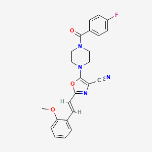 molecular formula C24H21FN4O3 B11328447 5-{4-[(4-fluorophenyl)carbonyl]piperazin-1-yl}-2-[(E)-2-(2-methoxyphenyl)ethenyl]-1,3-oxazole-4-carbonitrile 