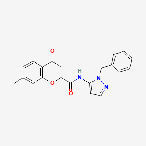 molecular formula C22H19N3O3 B11328451 N-(1-benzyl-1H-pyrazol-5-yl)-7,8-dimethyl-4-oxo-4H-chromene-2-carboxamide 