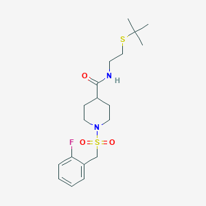 molecular formula C19H29FN2O3S2 B11328485 N-[2-(tert-butylsulfanyl)ethyl]-1-[(2-fluorobenzyl)sulfonyl]piperidine-4-carboxamide 