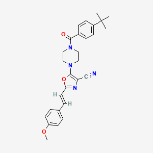 molecular formula C28H30N4O3 B11328511 5-{4-[(4-tert-butylphenyl)carbonyl]piperazin-1-yl}-2-[(E)-2-(4-methoxyphenyl)ethenyl]-1,3-oxazole-4-carbonitrile 