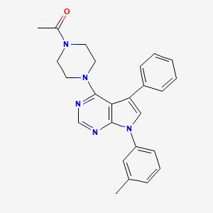 molecular formula C25H25N5O B11328537 1-{4-[7-(3-methylphenyl)-5-phenyl-7H-pyrrolo[2,3-d]pyrimidin-4-yl]piperazin-1-yl}ethanone 