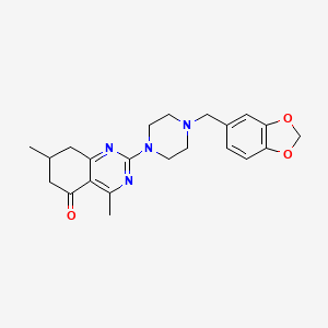 2-[4-(1,3-benzodioxol-5-ylmethyl)piperazin-1-yl]-4,7-dimethyl-7,8-dihydroquinazolin-5(6H)-one