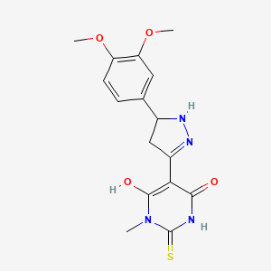 (5Z)-5-[5-(3,4-dimethoxyphenyl)pyrazolidin-3-ylidene]-1-methyl-2-sulfanylpyrimidine-4,6(1H,5H)-dione