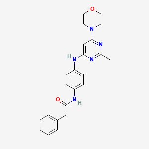 molecular formula C23H25N5O2 B11328555 N-(4-((2-methyl-6-morpholinopyrimidin-4-yl)amino)phenyl)-2-phenylacetamide 