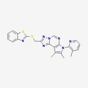 molecular formula C23H19N7S2 B11328595 2-[(1,3-benzothiazol-2-ylsulfanyl)methyl]-8,9-dimethyl-7-(3-methylpyridin-2-yl)-7H-pyrrolo[3,2-e][1,2,4]triazolo[1,5-c]pyrimidine 