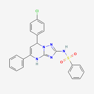 molecular formula C23H18ClN5O2S B11328626 N-[7-(4-chlorophenyl)-5-phenyl-3,7-dihydro[1,2,4]triazolo[1,5-a]pyrimidin-2-yl]benzenesulfonamide 