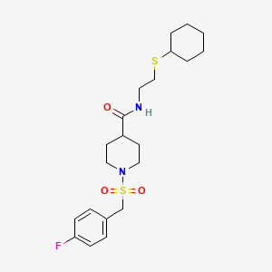 molecular formula C21H31FN2O3S2 B11328657 N-[2-(cyclohexylsulfanyl)ethyl]-1-[(4-fluorobenzyl)sulfonyl]piperidine-4-carboxamide 