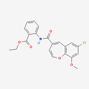 molecular formula C21H18ClNO5 B11328686 Ethyl 2-{[(7-chloro-9-methoxy-1-benzoxepin-4-yl)carbonyl]amino}benzoate 