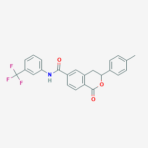 molecular formula C24H18F3NO3 B11328692 3-(4-methylphenyl)-1-oxo-N-[3-(trifluoromethyl)phenyl]-3,4-dihydro-1H-isochromene-6-carboxamide 