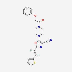 5-[4-(phenoxyacetyl)piperazin-1-yl]-2-[(E)-2-(thiophen-2-yl)ethenyl]-1,3-oxazole-4-carbonitrile