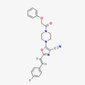 molecular formula C24H21FN4O3 B11328750 2-[(E)-2-(4-fluorophenyl)ethenyl]-5-[4-(phenoxyacetyl)piperazin-1-yl]-1,3-oxazole-4-carbonitrile 