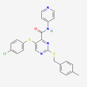 5-[(4-chlorophenyl)sulfanyl]-2-[(4-methylbenzyl)sulfanyl]-N-(pyridin-4-yl)pyrimidine-4-carboxamide