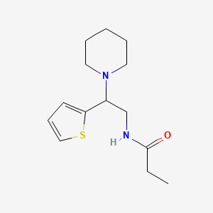 molecular formula C14H22N2OS B11329008 N-[2-(piperidin-1-yl)-2-(thiophen-2-yl)ethyl]propanamide 