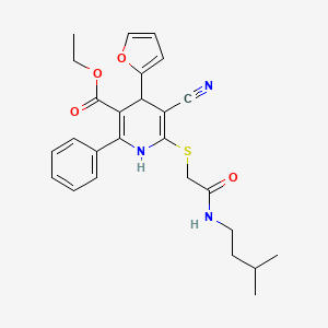 Ethyl 5-cyano-4-(furan-2-yl)-6-({2-[(3-methylbutyl)amino]-2-oxoethyl}sulfanyl)-2-phenyl-1,4-dihydropyridine-3-carboxylate