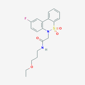 N-(3-ethoxypropyl)-2-(9-fluoro-5,5-dioxido-6H-dibenzo[c,e][1,2]thiazin-6-yl)acetamide