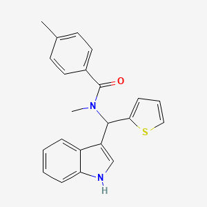 N-[1H-indol-3-yl(thiophen-2-yl)methyl]-N,4-dimethylbenzamide