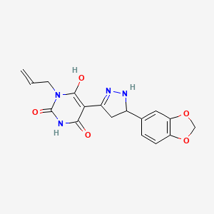 molecular formula C17H16N4O5 B11329084 (5Z)-5-[5-(1,3-benzodioxol-5-yl)pyrazolidin-3-ylidene]-6-hydroxy-3-(prop-2-en-1-yl)pyrimidine-2,4(3H,5H)-dione 