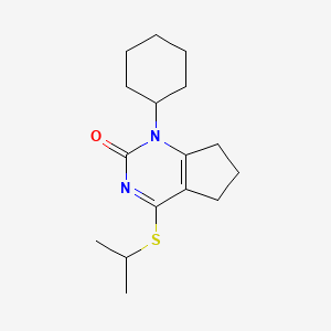 molecular formula C16H24N2OS B11329131 1-cyclohexyl-4-(propan-2-ylsulfanyl)-1,5,6,7-tetrahydro-2H-cyclopenta[d]pyrimidin-2-one 