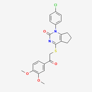 1-(4-chlorophenyl)-4-{[2-(3,4-dimethoxyphenyl)-2-oxoethyl]sulfanyl}-1,5,6,7-tetrahydro-2H-cyclopenta[d]pyrimidin-2-one