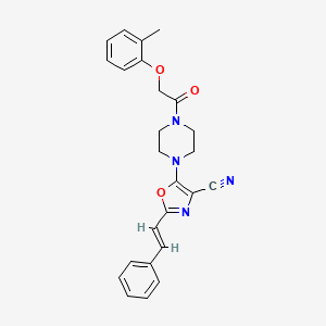 5-{4-[(2-methylphenoxy)acetyl]piperazin-1-yl}-2-[(E)-2-phenylethenyl]-1,3-oxazole-4-carbonitrile