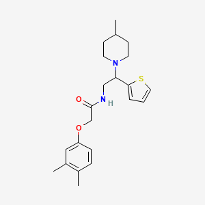 2-(3,4-dimethylphenoxy)-N-[2-(4-methylpiperidin-1-yl)-2-(thiophen-2-yl)ethyl]acetamide