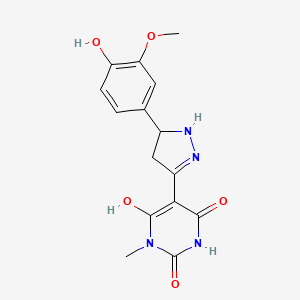 (5Z)-6-hydroxy-5-[5-(4-hydroxy-3-methoxyphenyl)pyrazolidin-3-ylidene]-3-methylpyrimidine-2,4(3H,5H)-dione