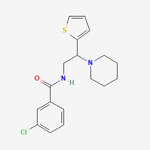 molecular formula C18H21ClN2OS B11329381 3-chloro-N-[2-(piperidin-1-yl)-2-(thiophen-2-yl)ethyl]benzamide 