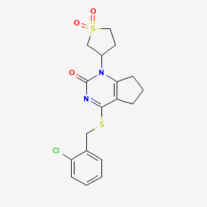 molecular formula C18H19ClN2O3S2 B11329412 4-[(2-chlorobenzyl)sulfanyl]-1-(1,1-dioxidotetrahydrothiophen-3-yl)-1,5,6,7-tetrahydro-2H-cyclopenta[d]pyrimidin-2-one 