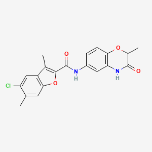 molecular formula C20H17ClN2O4 B11329424 5-chloro-3,6-dimethyl-N-(2-methyl-3-oxo-3,4-dihydro-2H-1,4-benzoxazin-6-yl)-1-benzofuran-2-carboxamide 